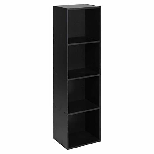 Wooden Bookcase Black 4 Shelf
