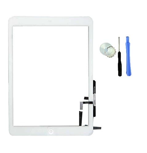 lumn 2017 iPad 5 Air 1st Gen Digitizer Screen Replacement - A1822 A1823 Front Panel Glass, Home Button & Camera Bracket & Adhesive Pre-assembled (White)