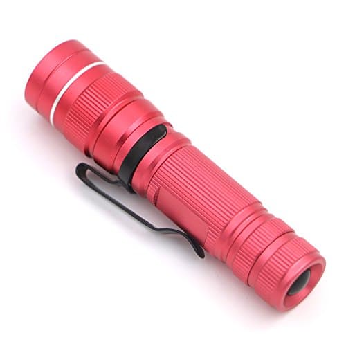 Seitor Mini Torch Super Bright LED Flashlight Pocket Size Zoomable Torch Pocket Mini Penlight Battery Powered Torch Light, 3 Light Modes Adjustable Focus, with Clip, Ideal for Carry Every Day, Walking (Pink)
