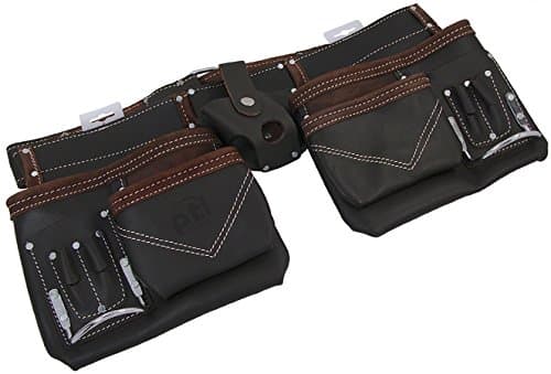 PTI Oil Tan Leather Carpenter Builder Tool Belt Non Adjustable Pouches Pockets