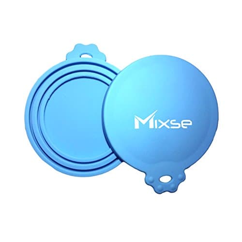 Mixse 2-Pack Universal Silicone Pet Feeding Can Tin Kit, Food Scoop &amp; Covers Blue