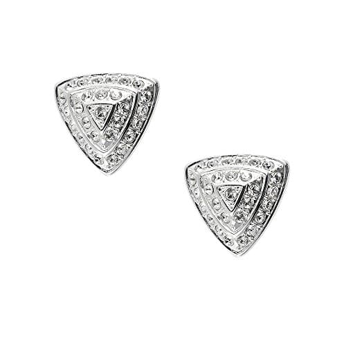 Silver Plated Crystal Retro Triangle Pyramid Clip on Earrings