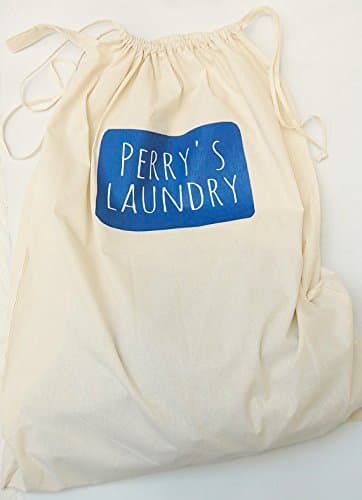 Laundry Bag, Large or Medium Size Canvas Laundry Sack, Blue/Pink/Grey/Black Printed