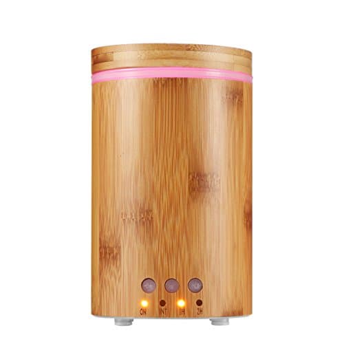 Aroma Diffuser 160ml Bamboo Wood Ultrasonic Aromatherapy Essential Oil Diffuser Cool Mist Humidifier with Multicolor RGB Night Light Timer Setting