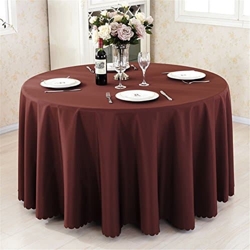 Thickened Ployester Solid Round Tablecloth for Wedding Redtaurant Party, Dark Brown