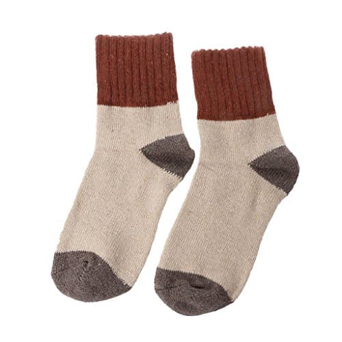 Hke Women 5 Color Patchwork Thick Winter Warm Wool Blend Calf Length Tube Crew Socks (Camel)