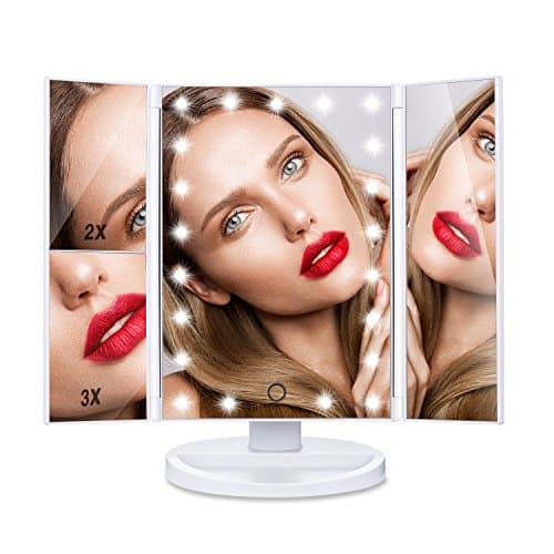 Lighted Vanity Mirror with LED Lights, Touch Screen | 1x/2x/3x Magnification and Usb Charging, 180°Adjustable, Dual Power Supply | Stand for Countertop Cosmetic Makeup