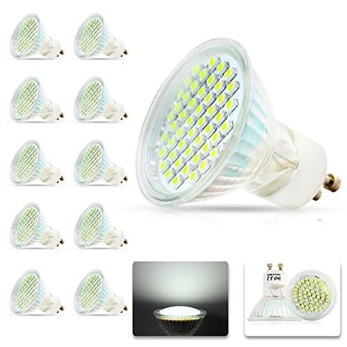 10 Pack 4W Cool White Super Bright Energy Saving GU10 LED Spot Lights 240-250LM 60 SMD-3528 LEDs Bulbs AC200-240V