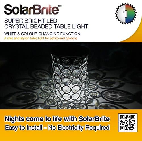 Solar Brite Deluxe Solar Crystal Table Beaded Light with White &amp; Colour Changing Function Free to Run