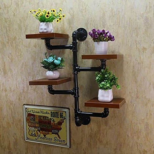 Floating Shelves Retro Shelf Plumbing Rack Kitchen Bracket Iron Pipe Plank LOFT Wall Decoration Industrial wall frame ( Size : 65*60cm )