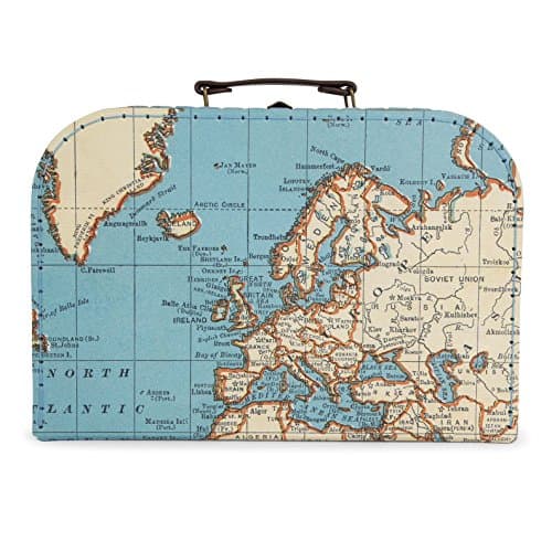 Small suitcase vintage map design storage case carry case wedding favour decor (20cmx15cmx8cm)
