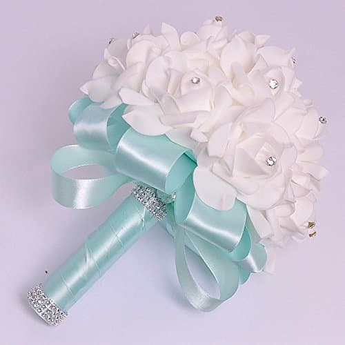 DYF Bride Bubble Hand Holding Simulation Flower Wedding Decoration?26*21cm,Tiffany Blue