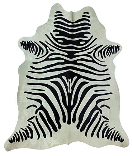 Cowhide Zebra Fur Patch QM Black White Leather ? Strong & Durable ? Carpet or Decoration for the Wall ? Under Chair, Table or Bedside Rug