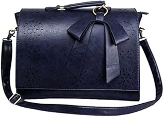 ECOSUSI Synthetic Leather Briefcase Shoulder Laptop Messenger Bag School Satchel Bag Blue Fit 14" Laptop L