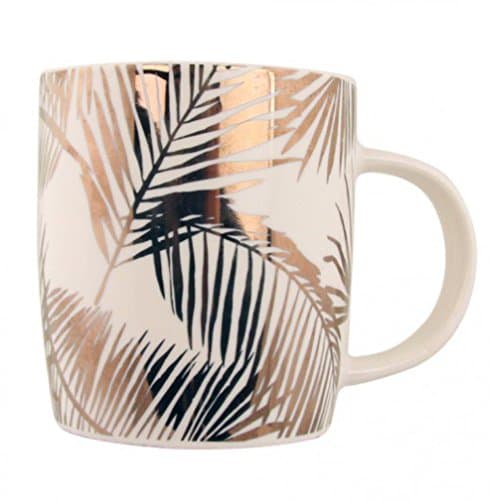Tropical Palm Leaf Metallic Porcelain Mug