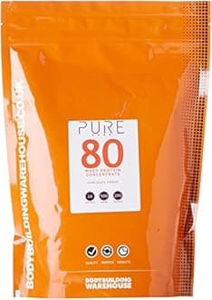 Pure Whey Protein Concentrate 80 - Premium Grass Fed, Low Carb, Low Fat Supplement - 20g Protein Per Scoop - Bodybuilding Warehouse (Chocolate Cookie, 500g)