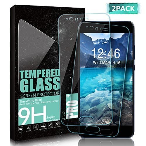 Kiomi Huawei P10 Screen Protector, [2 Pack] Huawei P10 Tempered Glass 3D Full Coverage Screen Protector, 9H Hardness, HD Ultra Clear, Scratch Resist, Anti-Fingerprint HD Protection Film