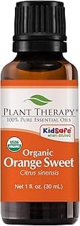 Plant Therapy USDA Certified Organic Sweet Orange Essential Oil. 100% Pure, Undiluted, Therapeutic Grade. 30 ml (1 oz).