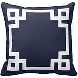 Generic Decorative Throw Pillow Case Cushion Cover Navy Blue and White Greek Key Border Pillow Cases 18 x 18 Inches