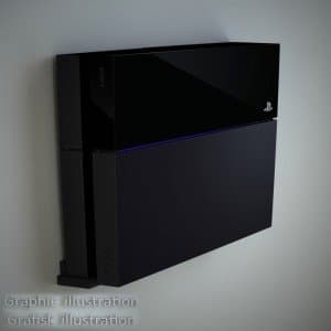 DANISH DESIGNED WALL MOUNTING KIT FOR PLAYSTATION 4 PRO - PS4 PRO - FITS PERFECTLY ON THE WALL (BLACK)