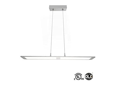 Ultra Slim Edge-lit Design Modern Linear LED Pendant Lighting Ceiling Lamp Fixture for Bedroom,Dining Room,Kitchen,Living Room,Restaurant,Office,Foyer,Study Room, 28W Nature White Silver