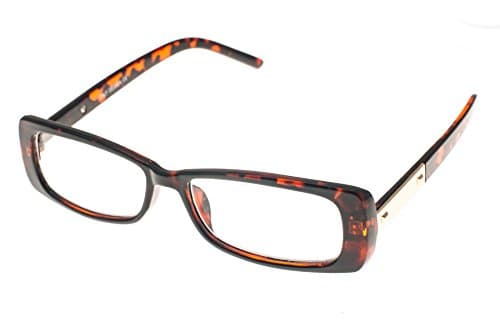 Kyara Eyewear Womens High Fashion Rectangular Gold Arm Décor Reader Glasses Tortoise +2.25