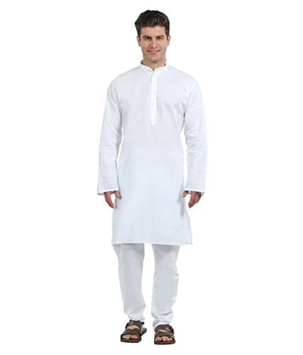 Indo Plan Kurta Pyjma Set For Men White Color 100% Cotton