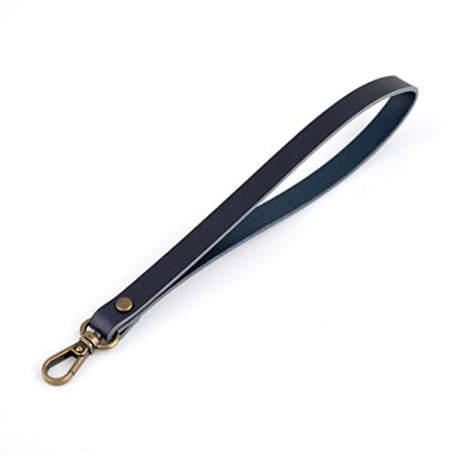 Richbud Vegetable Leather Replacement Wristlet Strap Swivel Trigger Clip Snap Lobster Claw Clasp Handmade Lanyard 10-6 Bronze (Navy)