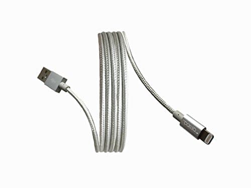 Corso Cords (3.0 ft) Tough Nylon Braided Cable [Apple MFi Certified] One Lightning to USB Cable/ Charge &amp; Sync (Silver)