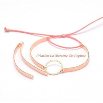 X2 Half Bangle Bar Connectors for Bracelet Bangle Rose Gold 48x4x1 mm, hole: 1.5 mm.