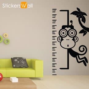 Monkey Height Chart Wall Sticker - Pink