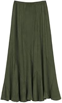 Urban CoCoWomen's 2024 Vintage Elastic Waist A-Line Pleated Loose Long Midi Skirt