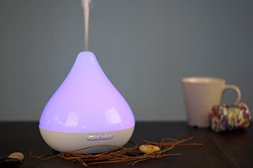 Aromatherapy Diffuser 300ml, Ultrasonic Cool Mist Humidifier for Essential Oil with 7 Colors LED for Baby Study Yoga Spa-White