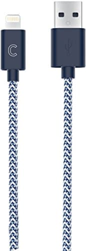 Candywirez Cable for iOS devices - Apple MFi Certified 3 FT Nylon Braided Charging  Cable - Navy - iPhone 7s/7/6Plus/6s/6/5s/5c/iPad/iPod
