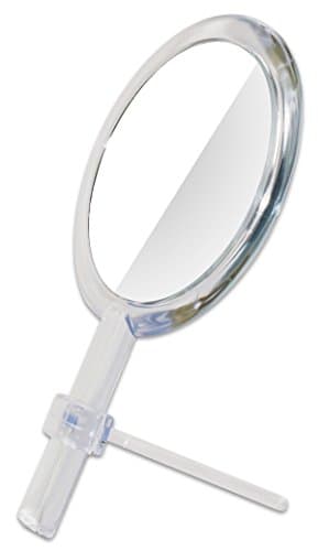 Modern Mirror Handheld Travel Vanity Makeup Mirror with Adjustable Stand & 5 or 1 X Magnification Capability, Clear