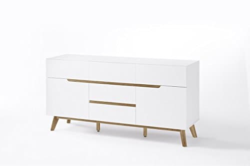 CEERVO 48643WB – sideboard - five drawers and two compartments - white high gloss lacquered matte finish – oak veneer wood – European made