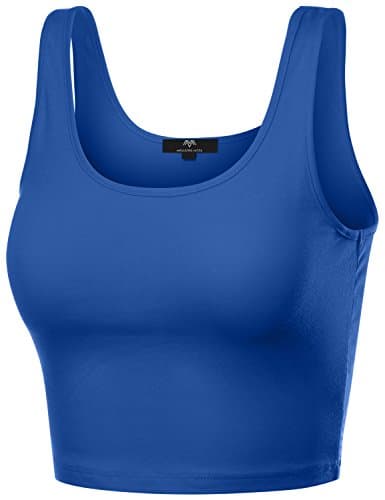 Meilleur Mode Scoop Neck Basic Tank Crop Tops Royal B Large