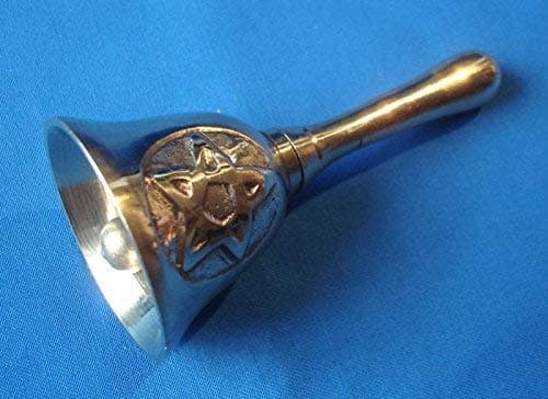 Solid brass pentagram ritual altar bell 10cm pagan wiccan magic use new age gift