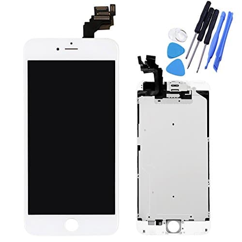 Huashe iPhone 6 Plus 5.5 Inch LCD Display Screen Replacement Full Touch Digitizer Assembly with Proximity Sensor + Ear Speaker + Front Camera (White)