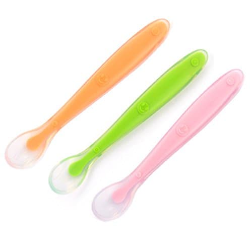 Otedes Baby Spoons BPA Free Soft Silicone Set for Feeding (3 Pack)