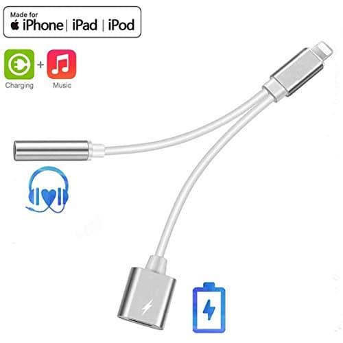 for iPhone 3.5mm Headphone Jack Adapter for iPhone Dongle for iPhone 8/8 Plus / 7/7 Plus/Xs/Xs Max/XR Aux Adapter 2 in 1 Accessories Splitter Adaptor Charger Cables & Audio Connector Support All iOS