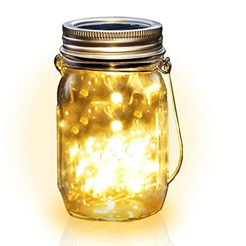 Solar Mason Jar Light, Solar Lights Outdoor 20 Led String Fairy Jar Lids Lights, Waterproof, Decoration for Patio, Garden, Party, Christmas, Outdoor Hanging Lanterns Lights, Table Light (Warm White)