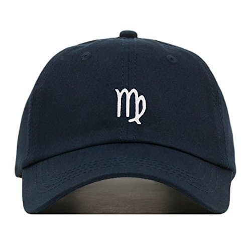 Virgo Dad Hat, Embroidered Baseball Cap, 100% Cotton, Unstructured Low Profile, Adjustable Strap Back, 6 Panel, One Size Fits Most (Multiple Colors) (Navy)