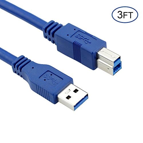 Bluwee USB 3.0 Cable - Type A-Male to Type B-Male - 3 Feet (1 Meter) - Round Blue