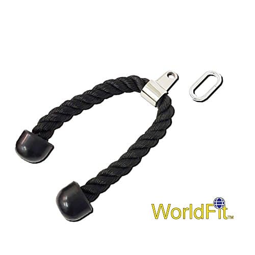 WorldFit Double Grip Tricep Rope Heavy Duty Pull Down Lat Rope with Carabiner
