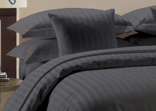 Amazon Basic Hotel Collection 800TC 3pc Duvet Cover Set 100% Egyptian Cotton King Size Dark Grey Stripe