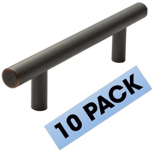 Oil Rubbed Bronze Cabinet Hardware Euro Style Bar Handle Pull - 3 Hole Centers, 5-3/4 Overall Length - OB ORB by Decorite