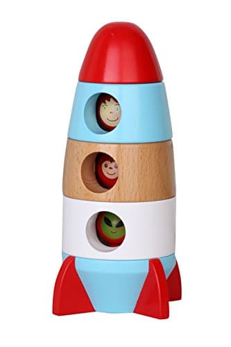 Discoveroo Wooden Toy Magnetic Stacking Rocket