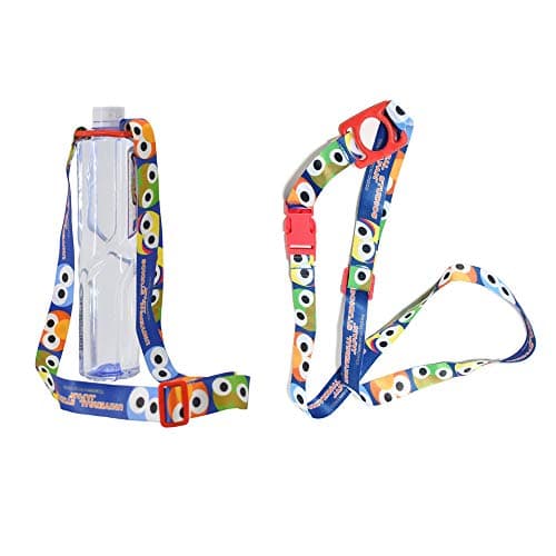MepLife 2 Pack Water Bottle Holder for Walking, Adjustable Silicone Bike Water Bottle Carrier Lanyard Portable Buckle Sling with Shoulder Strap, Sesame Street Toys Cartoon Printed for Kids Adults