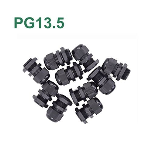 10pcs Waterproof PG13.5 Extended Thread Cable Gland Connector Black Adjustable IP68 M20 Plastic Cable Gland With Locknut